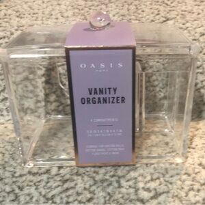 Oasis Home Clear Acrylic Vanity Organizer 4 Compartment Dispenser 5x4x5 Set Of 2